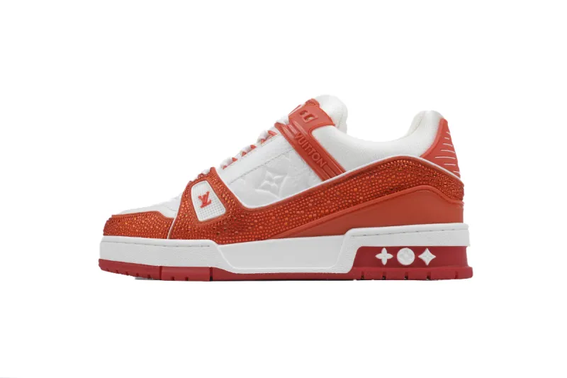 Louis Vuitton LV Trainer Sneaker Swarovksi Crystals Orange 1ACVXV