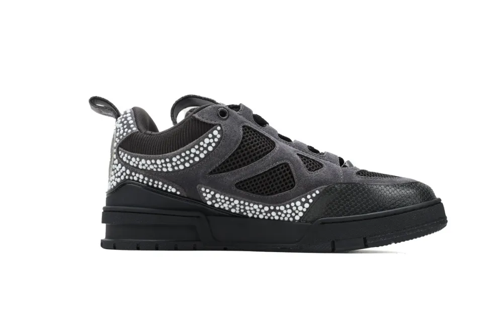 RSOUTFIT Louis Vuitton LV Skate Black Grey Crystal Sneakers