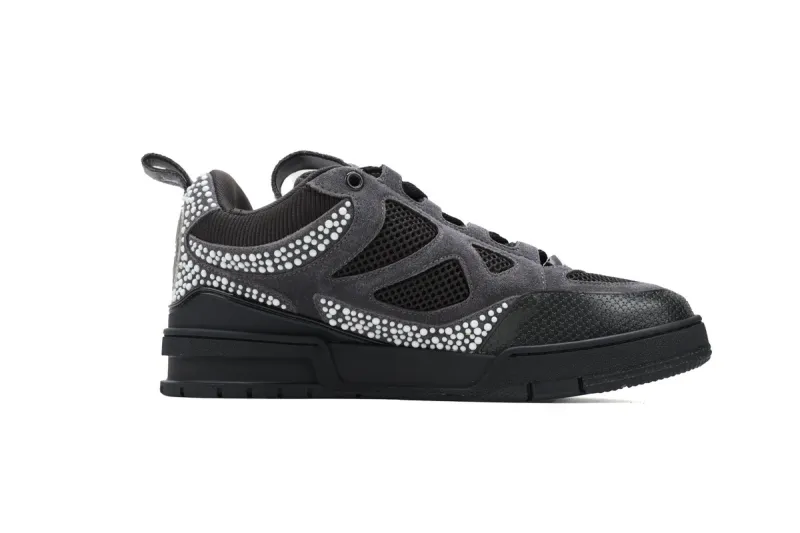 RSOUTFIT Louis Vuitton LV Skate Black Grey Crystal Sneakers