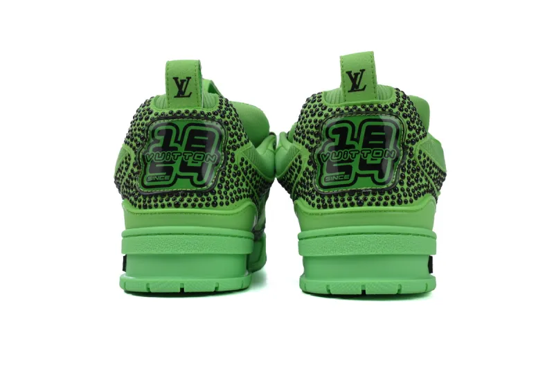 RSOUTFIT Louis Vuitton Neon Green Crystal LV Skate Sneakers
