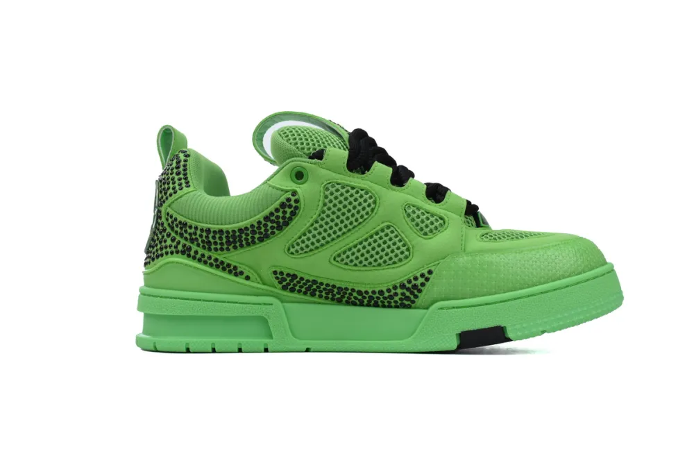 RSOUTFIT Louis Vuitton Neon Green Crystal LV Skate Sneakers