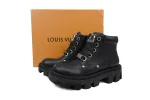 RSOUTFIT Louis Vuitton LV Checker Ankle Boot Black Cowhide
