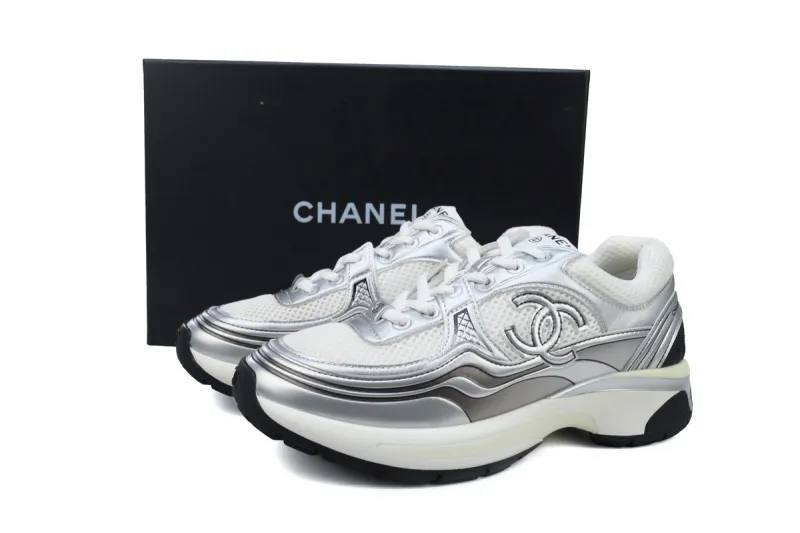 Chanel Wmns CC Logo Sneaker White Silver G39792 Y56368 K5451
