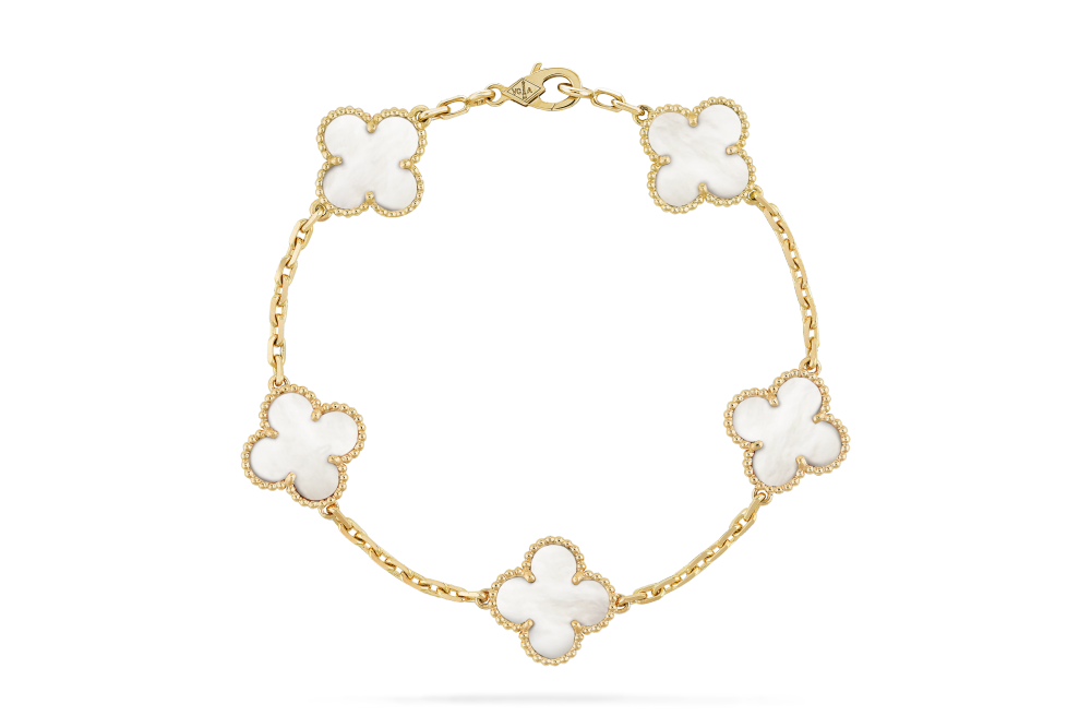 Van Cleef & Arpels yellow gold Mother-of-pearl Vintage Alhambra bracelet 5 motifs