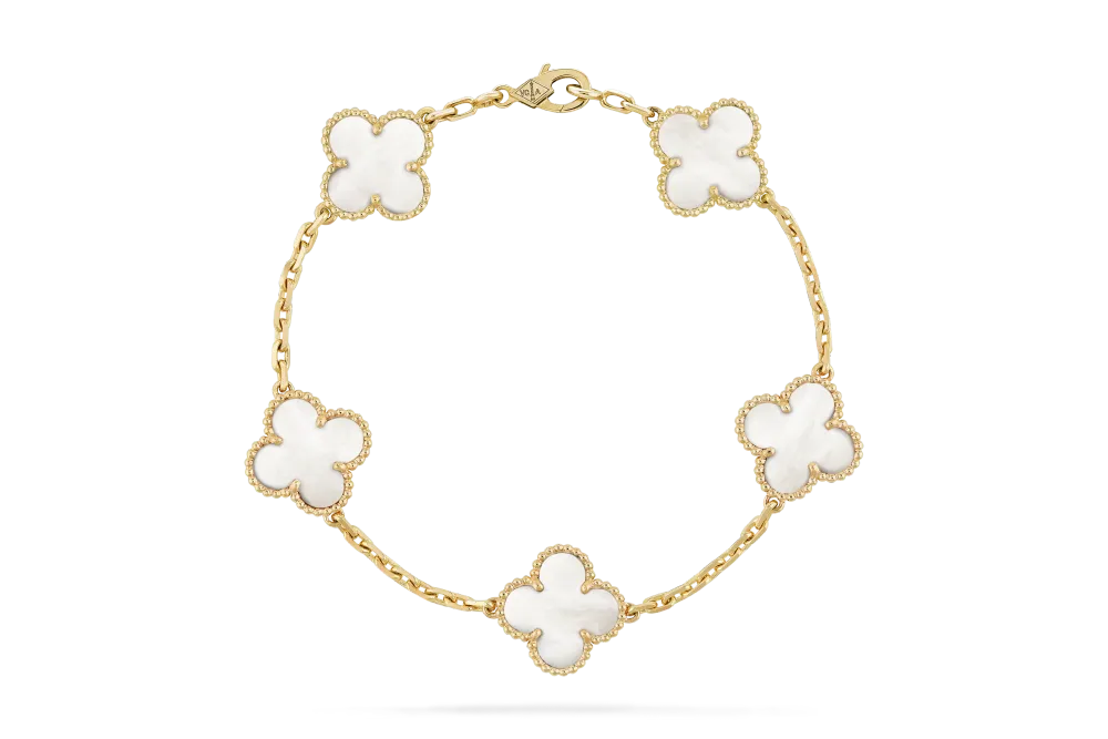 Van Cleef & Arpels yellow gold Mother-of-pearl Vintage Alhambra bracelet 5 motifs
