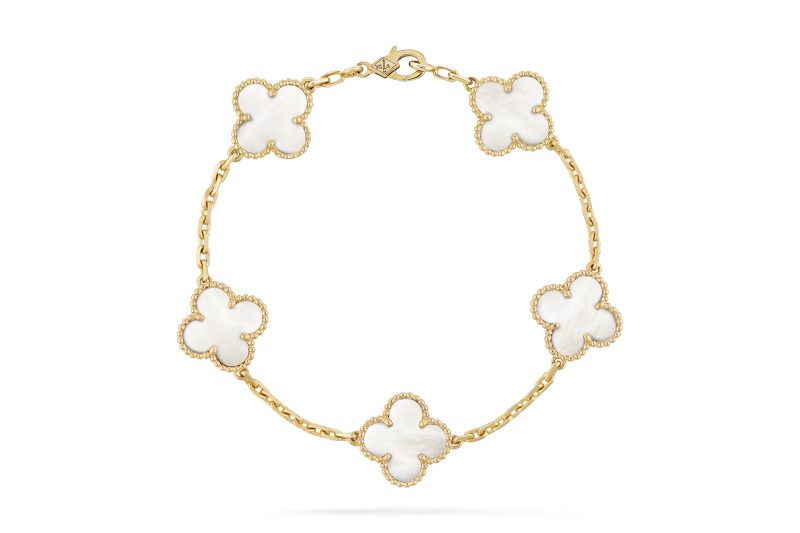 Van Cleef & Arpels yellow gold Mother-of-pearl Vintage Alhambra bracelet 5 motifs