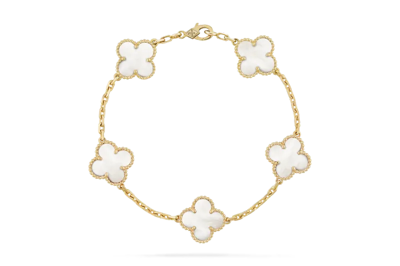 Van Cleef & Arpels yellow gold Mother-of-pearl Vintage Alhambra bracelet 5 motifs