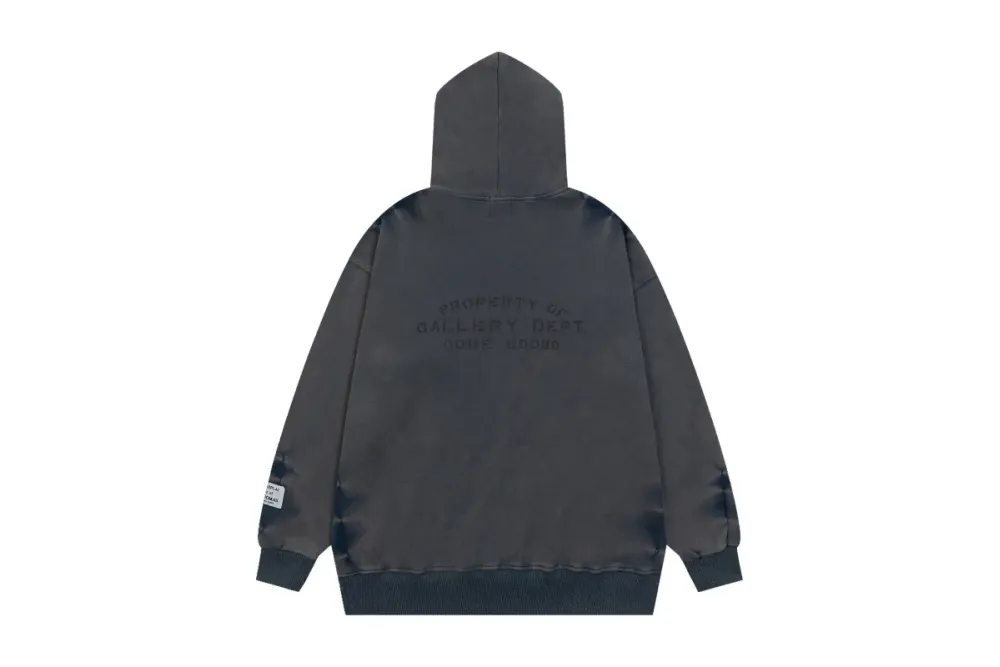 Lanvin x Gallery Dept. Logo Hoodie With A Worn Effect And Paint Marks Navy Blue