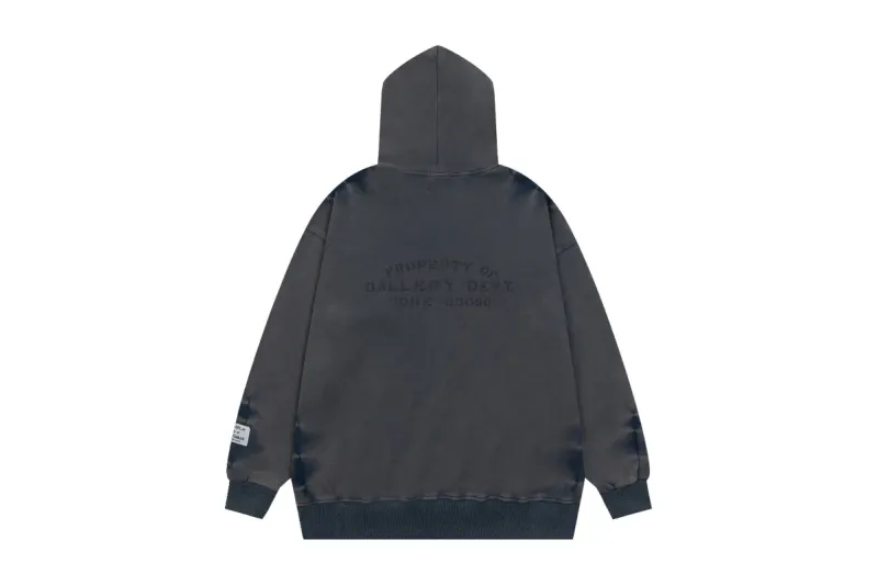 Lanvin x Gallery Dept. Logo Hoodie With A Worn Effect And Paint Marks Navy Blue