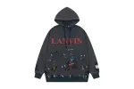 Lanvin x Gallery Dept. Logo Hoodie With A Worn Effect And Paint Marks Navy Blue