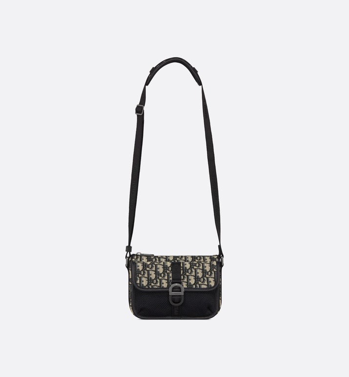 Dior Mini Saddle Bag with Strap Beige/Black 