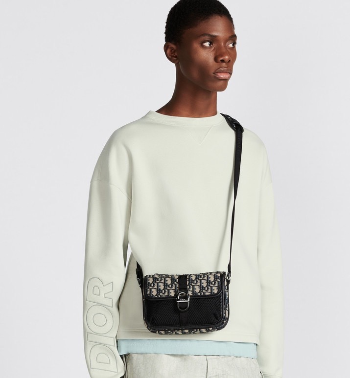 Dior Mini Saddle Bag with Strap Beige/Black 