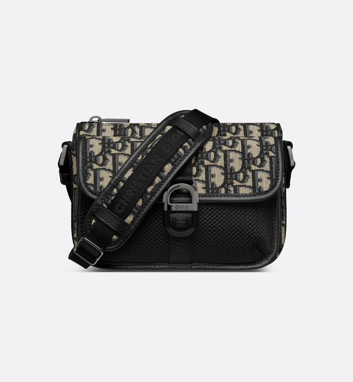 Dior Mini Saddle Bag with Strap Beige/Black 