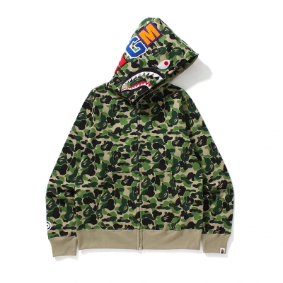 BAPE ABC Camo Shark Zip Hoodie Dark Green 02