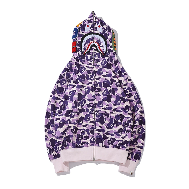 BAPE Color Camo Shark Zip Hoodie Purple