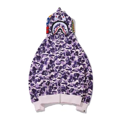 BAPE Color Camo Shark Zip Hoodie Purple 01