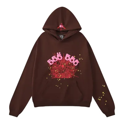 Sp5der Angel Number Hoodie Brown 01