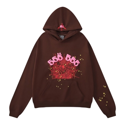 Sp5der Angel Number Hoodie Brown 01