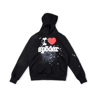 Sp5der Logo Hoodie Black 01