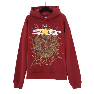 Sp5der Logo Hoodie Maroon 02