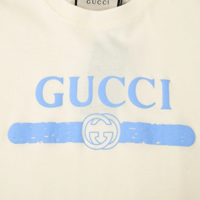 Gucci Light blue logo printingT-Shirt 02