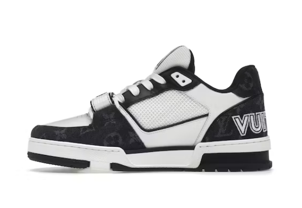 Louis Vuitton LV Trainer Velcro Strap Monogram Denim Black White 1A9ZAU