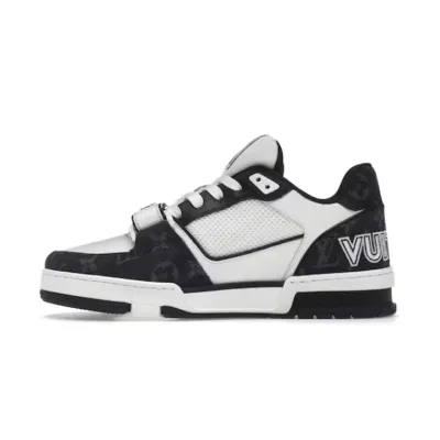 Louis Vuitton LV Trainer Velcro Strap Monogram Denim Black White 1A9ZAU 01