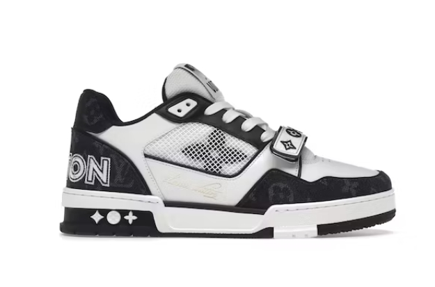 Louis Vuitton LV Trainer Velcro Strap Monogram Denim Black White 1A9ZAU
