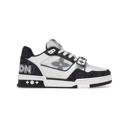 Louis Vuitton LV Trainer Velcro Strap Monogram Denim Black White 1A9ZAU 02