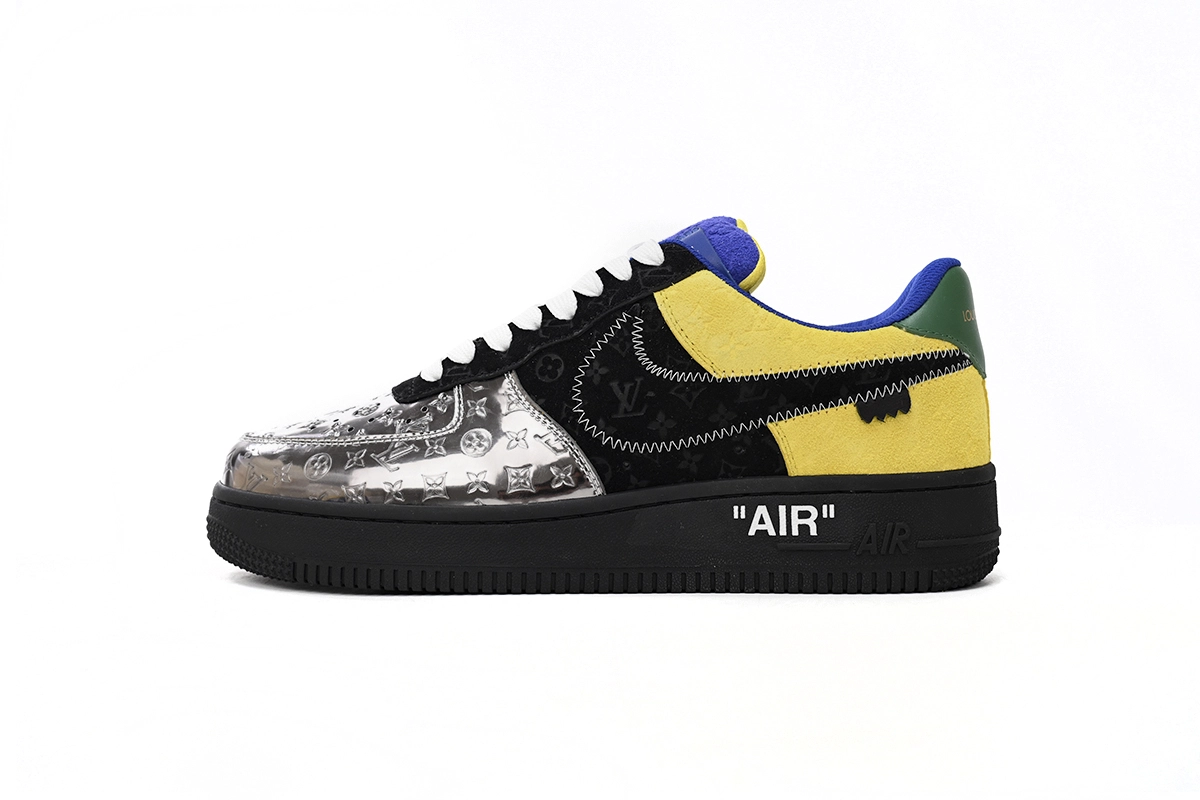 Louis Vuitton Nike Air Force 1 Low By Virgil Abloh Black Metallic Silver 1A9VCH