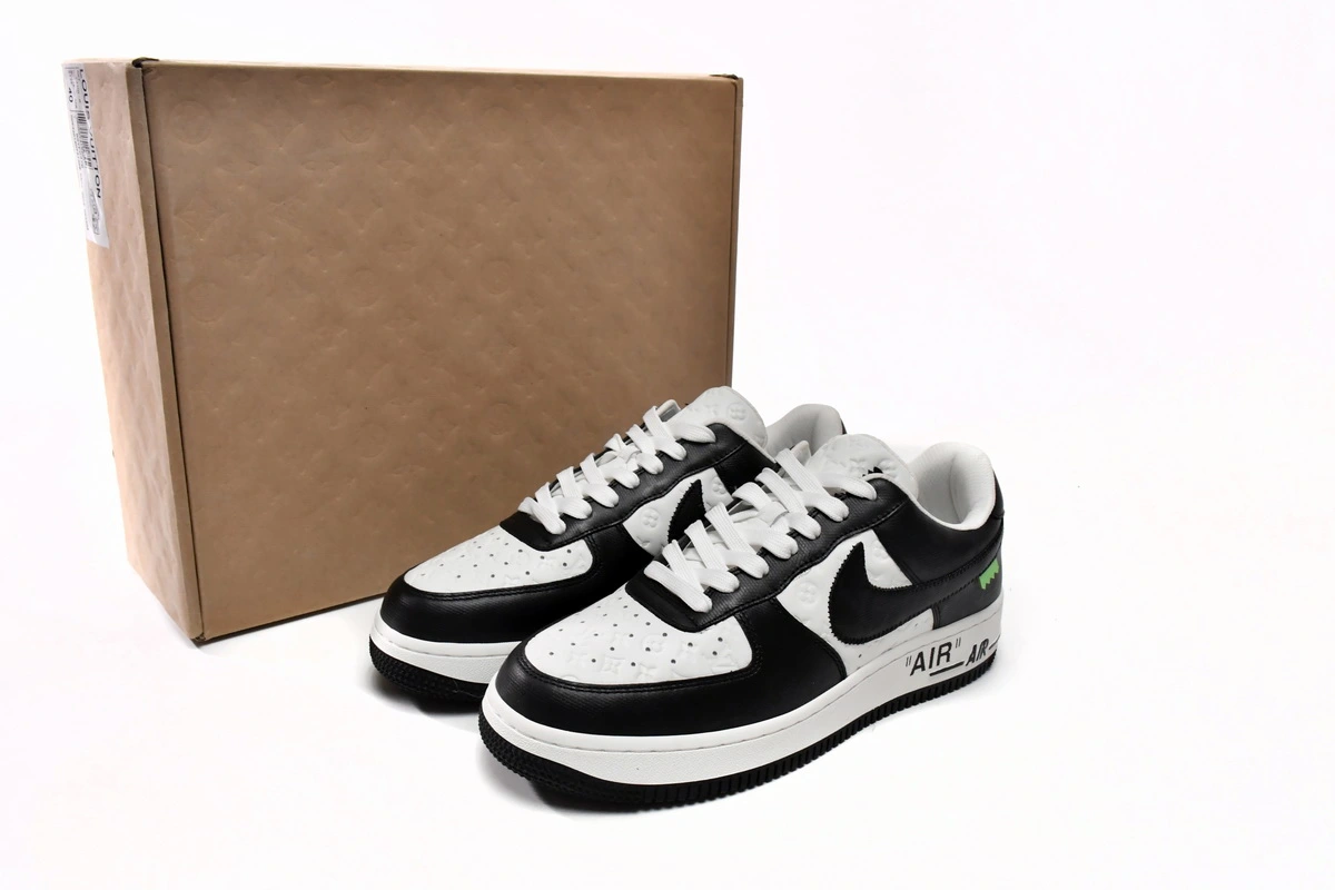 Louis Vuitton Nike Air Force 1 Low By Virgil Abloh Black White 7108-8