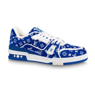 Louis Vuitton Trainer Blue Monogram Textile 1ABFRQ 01