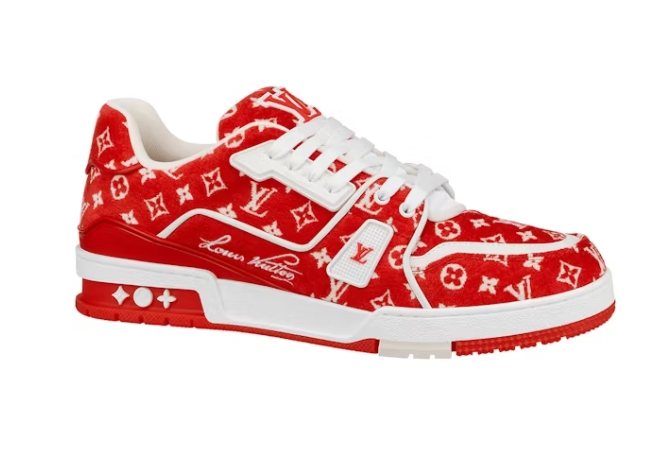 Louis Vuitton Trainer Red Monogram Textile 1ABFSU