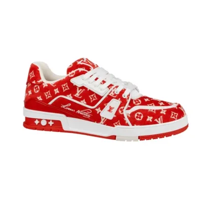 Louis Vuitton Trainer Red Monogram Textile 1ABFSU 01