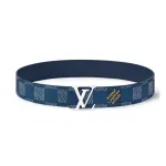 Louis Vuitton LV Initiales 40mm Reversible Belt Damier Heritage Blue