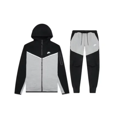 Nike Sportswear Tech Fleece Full Zip Hoodie & Joggers SetBlack/Dark Grey Heather/White 01