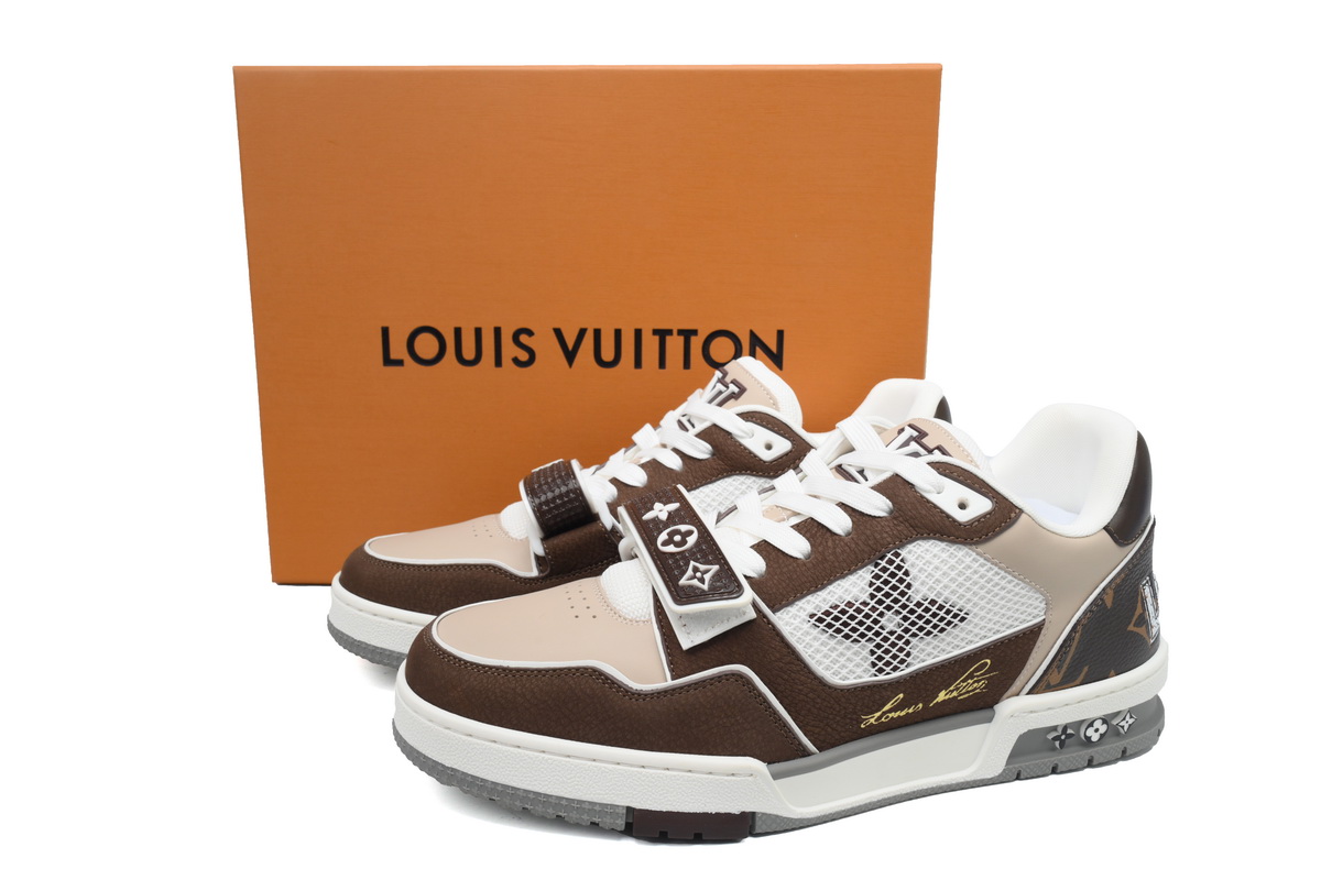 Louis Vuitton Monogram Blended Fabrics Leather Logo Sneaker Brown