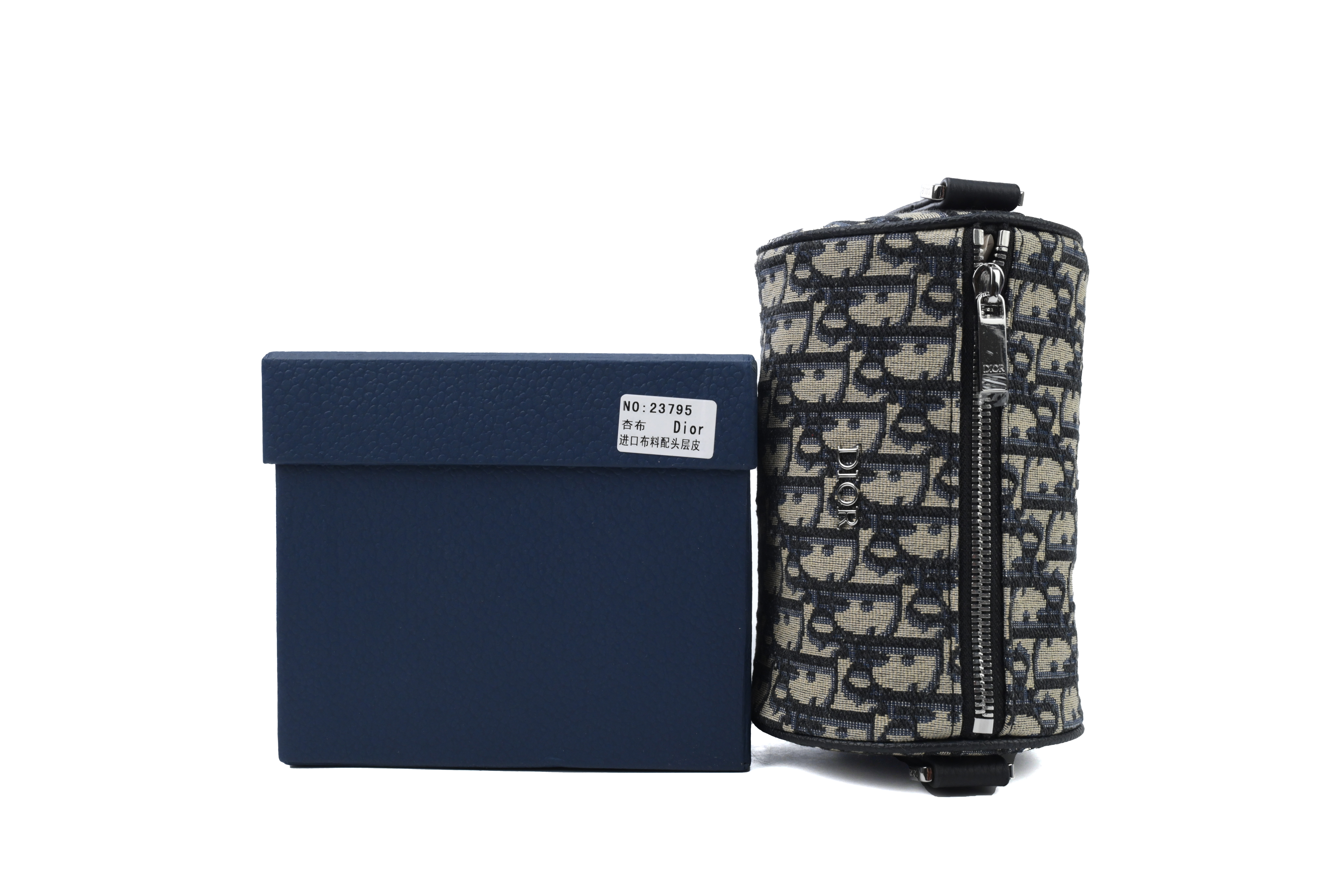 Dior Navy Blue/Black Oblique Canvas Roller Messenger Bag