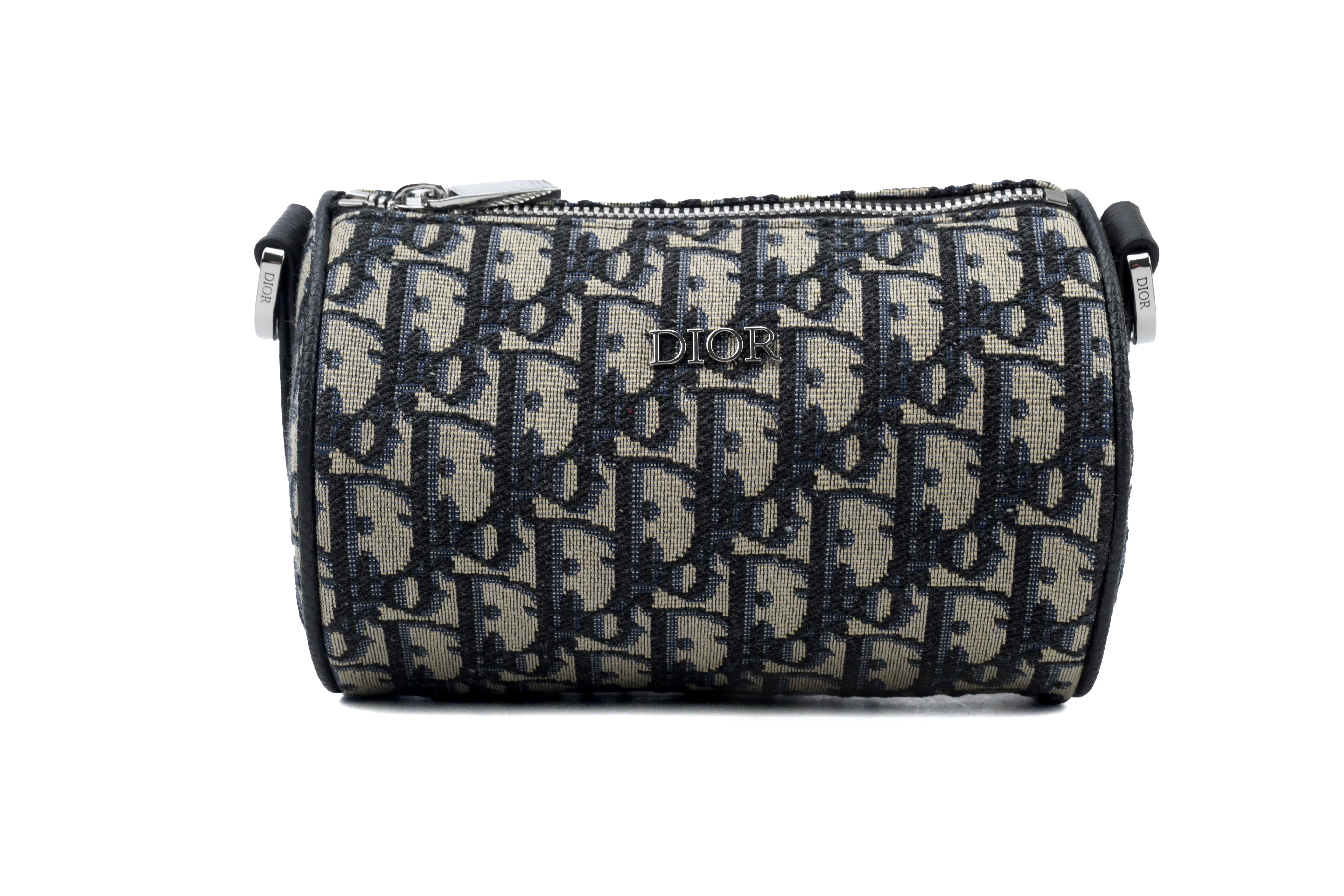 Dior Navy Blue/Black Oblique Canvas Roller Messenger Bag