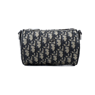 Dior Navy Blue/Black Oblique Canvas Roller Messenger Bag 02