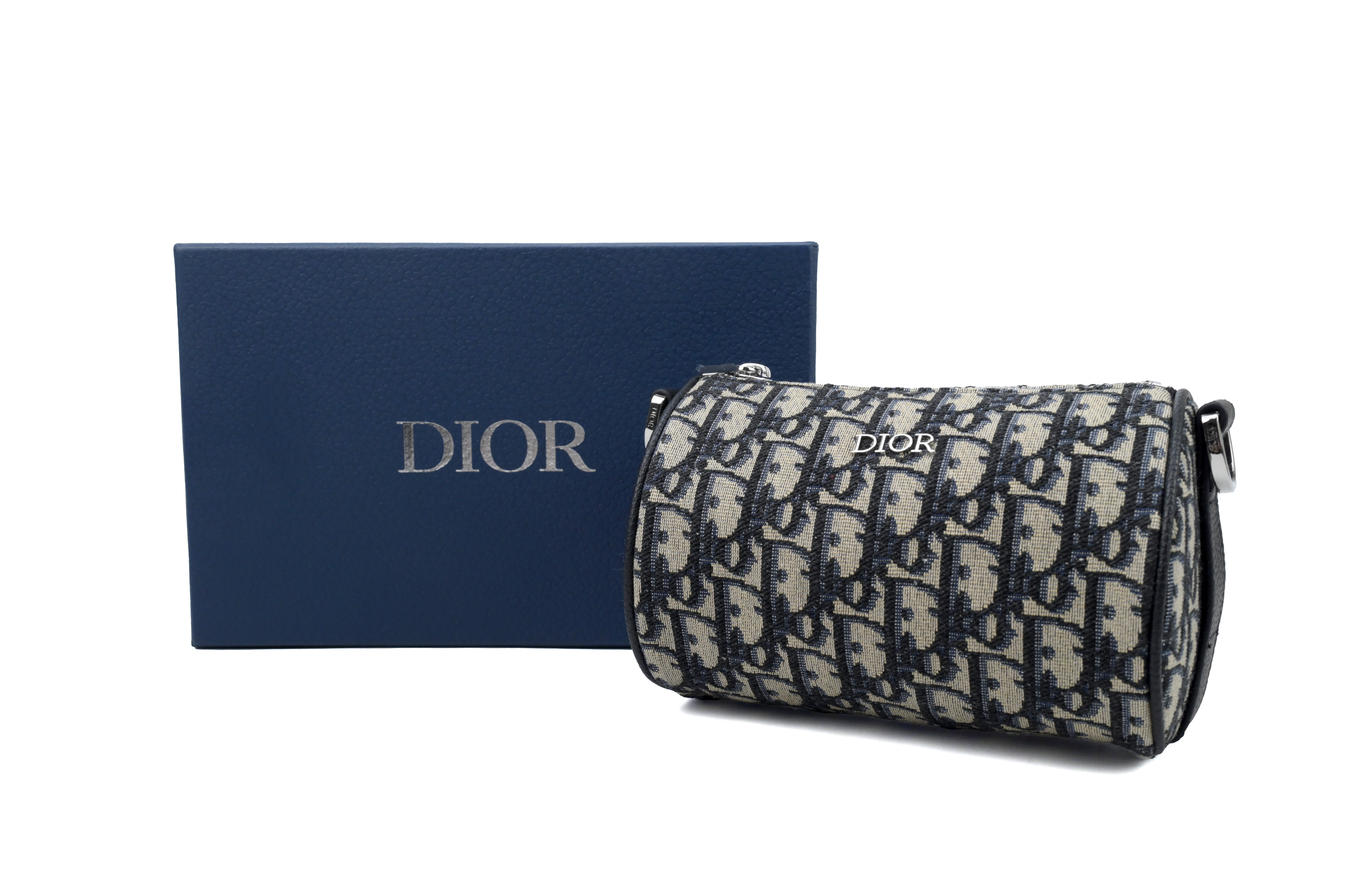 Dior Navy Blue/Black Oblique Canvas Roller Messenger Bag