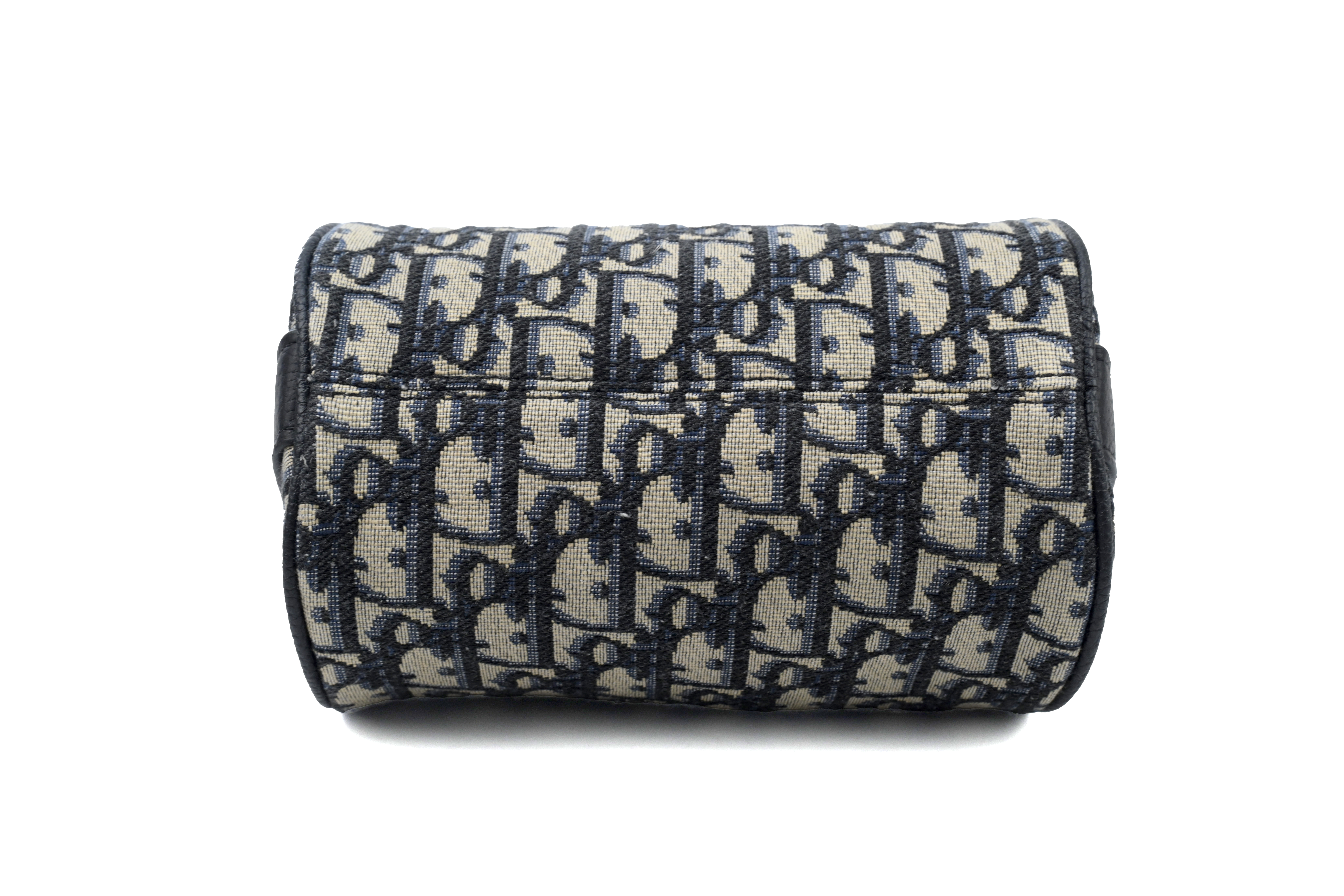 Dior Navy Blue/Black Oblique Canvas Roller Messenger Bag