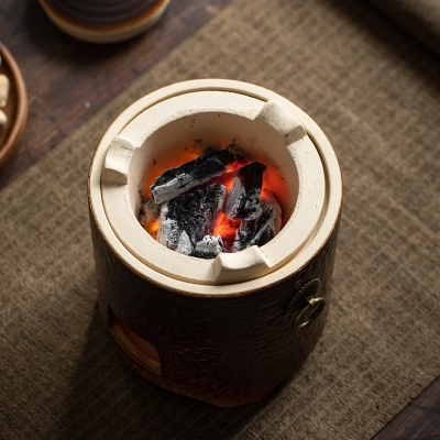 Ceramic Clay Stove Charcoal Heating Integrated Teapot 02