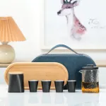 Black Pottery Travel Kung Fu Tea Set Tea Cup Tea Tray Teapot