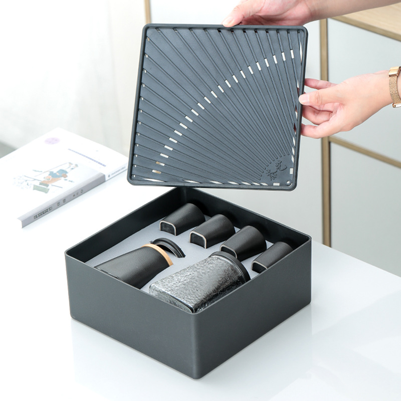 Black Pottery Travel Kung Fu Tea Set Tea Cup Tea Tray Teapot