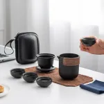 Black Pottery Travel Portable Kung Fu Tea Set