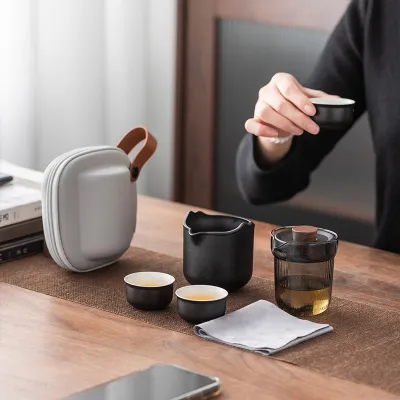 Travel Tea Set Ceramic Glass Kettle 02
