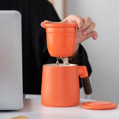 Ceramic Filter Tea Cup Tea Water Separation Cup 01