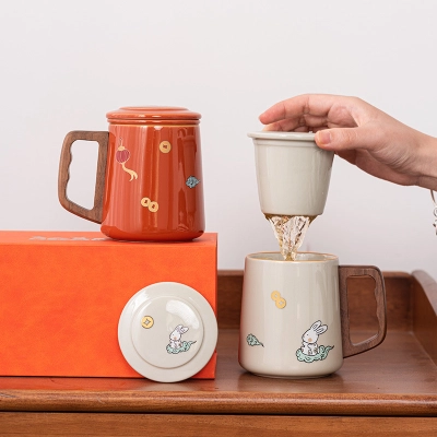 Ceramic Mug Tea Water Separation Tea Cup  02