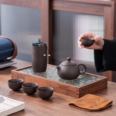 Creative Purple Clay Travel Tea Set 02